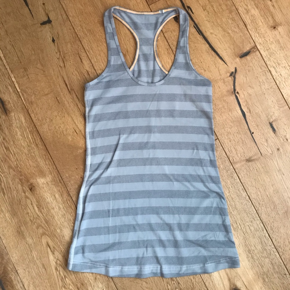 Lululemon Cool Racerback Grey Orange Stripe SZ 6